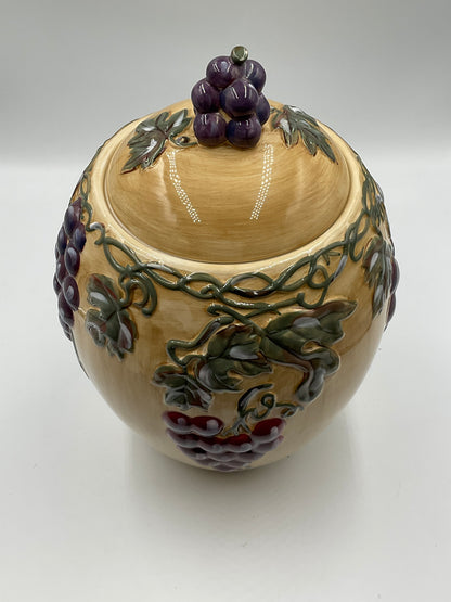 Noble Excellence Meritage Large Grape Vine Ceramic Canister w/ Lid 12.375"