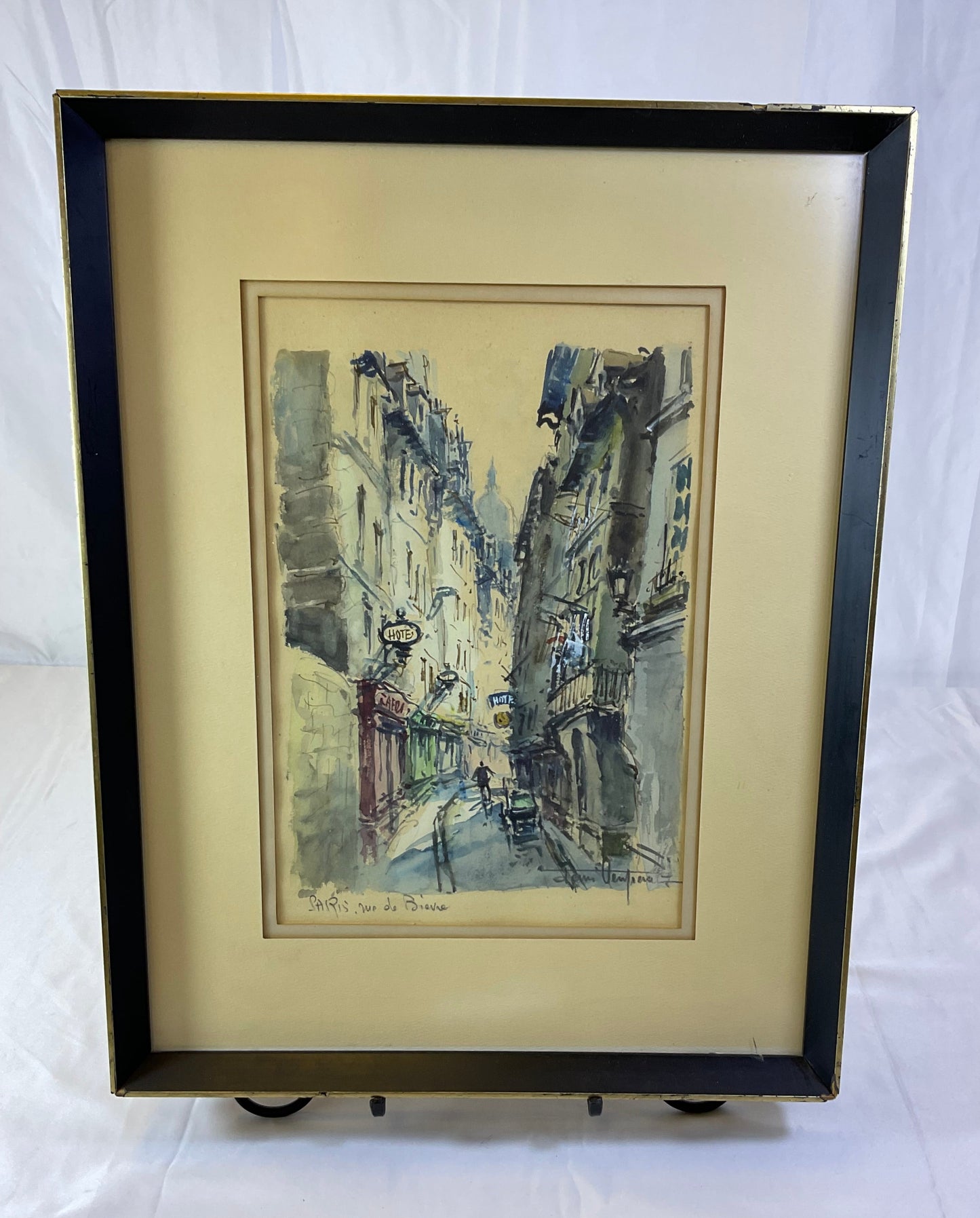 Franz Herbelot Water Color Paris Themed City Street Framed #2