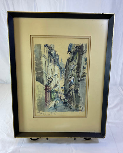 Franz Herbelot Water Color Paris Themed City Street Framed #2