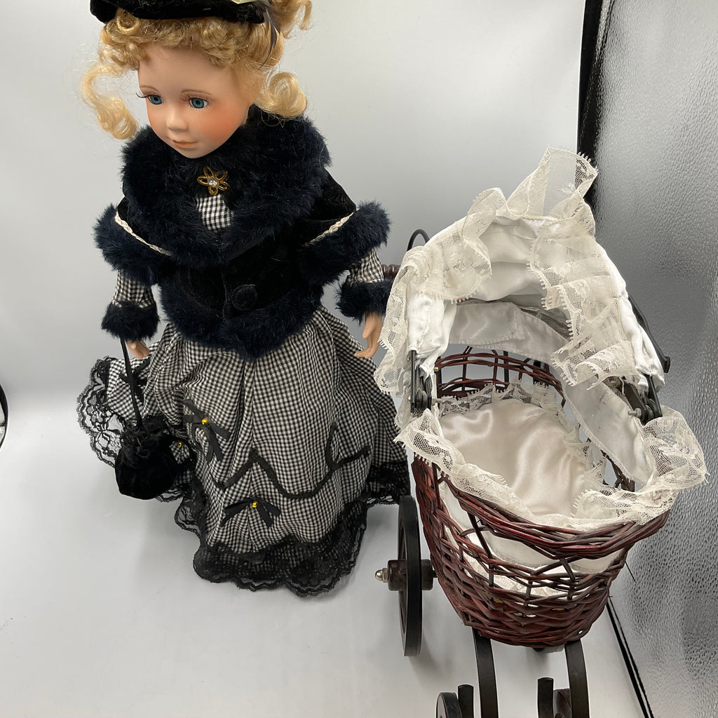 Baby’s Dream Porcelain Doll Victoria And Stroller