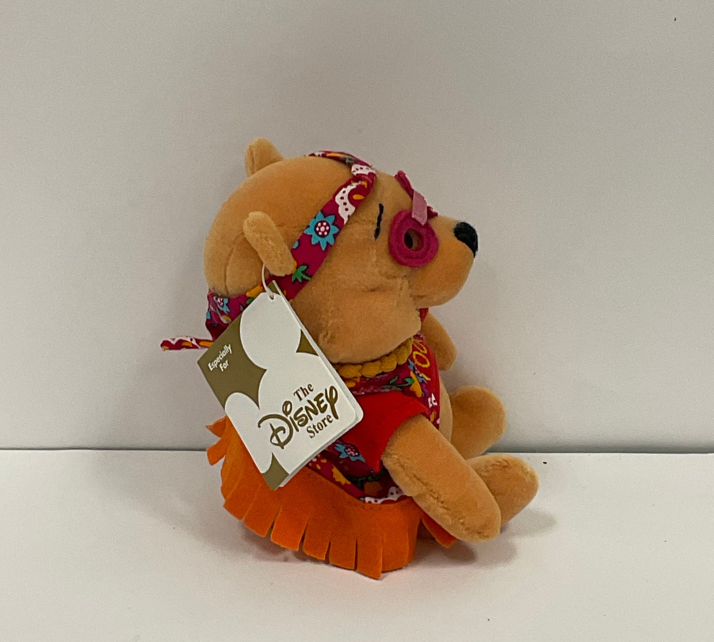 Flower Power Hippy Winnie the Pooh Bear Vintage Mini Beanbag Beanie Plush Disney Collectible