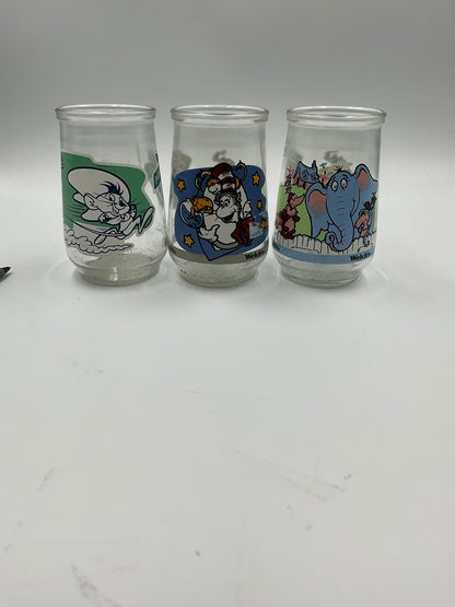 Vintage Welch’s Character Jelly Jar  Collectable Drinking Glasses Lot of 3