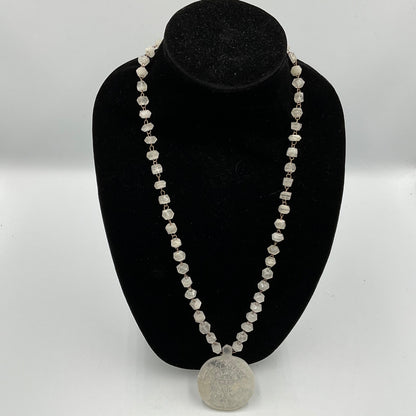 White Stone Face Design Necklace