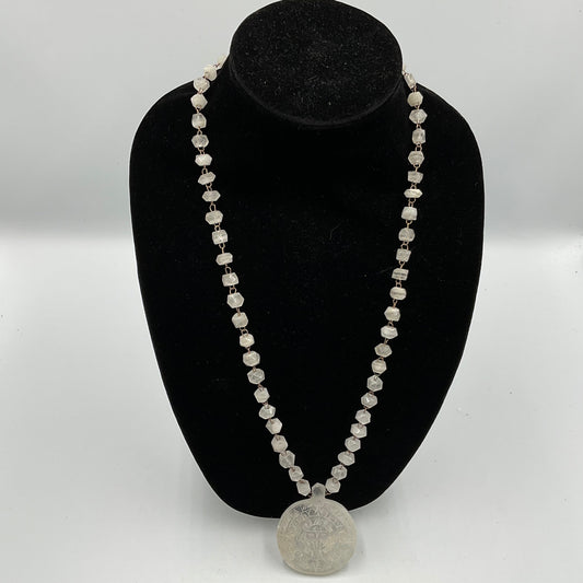 White Stone Face Design Necklace