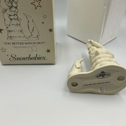 Department 56 Snowbabies You  Better Watch Out Penguin Tree Figurine w/ Box