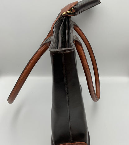 Bellerose Large Brown Tan Handbag Tote Purse with Little Hanging Case