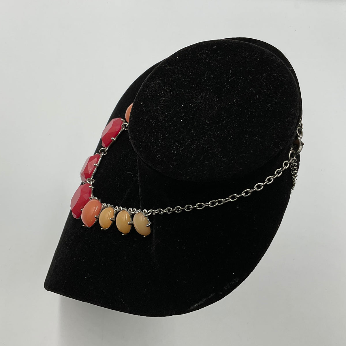 Red Yellow Orange Stone Design Chain Necklace