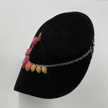 Red Yellow Orange Stone Design Chain Necklace