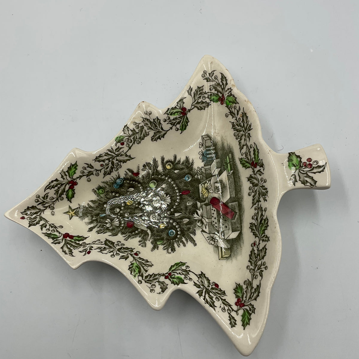 Vintage Johnson Bros. Christmas Tree-shaped Holiday Dish