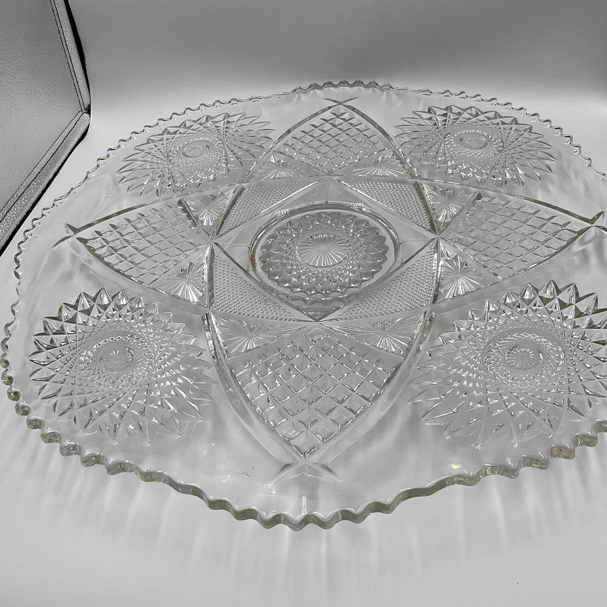 Ornate Glass Bowl with Matching Plate