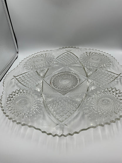 Ornate Glass Bowl with Matching Plate