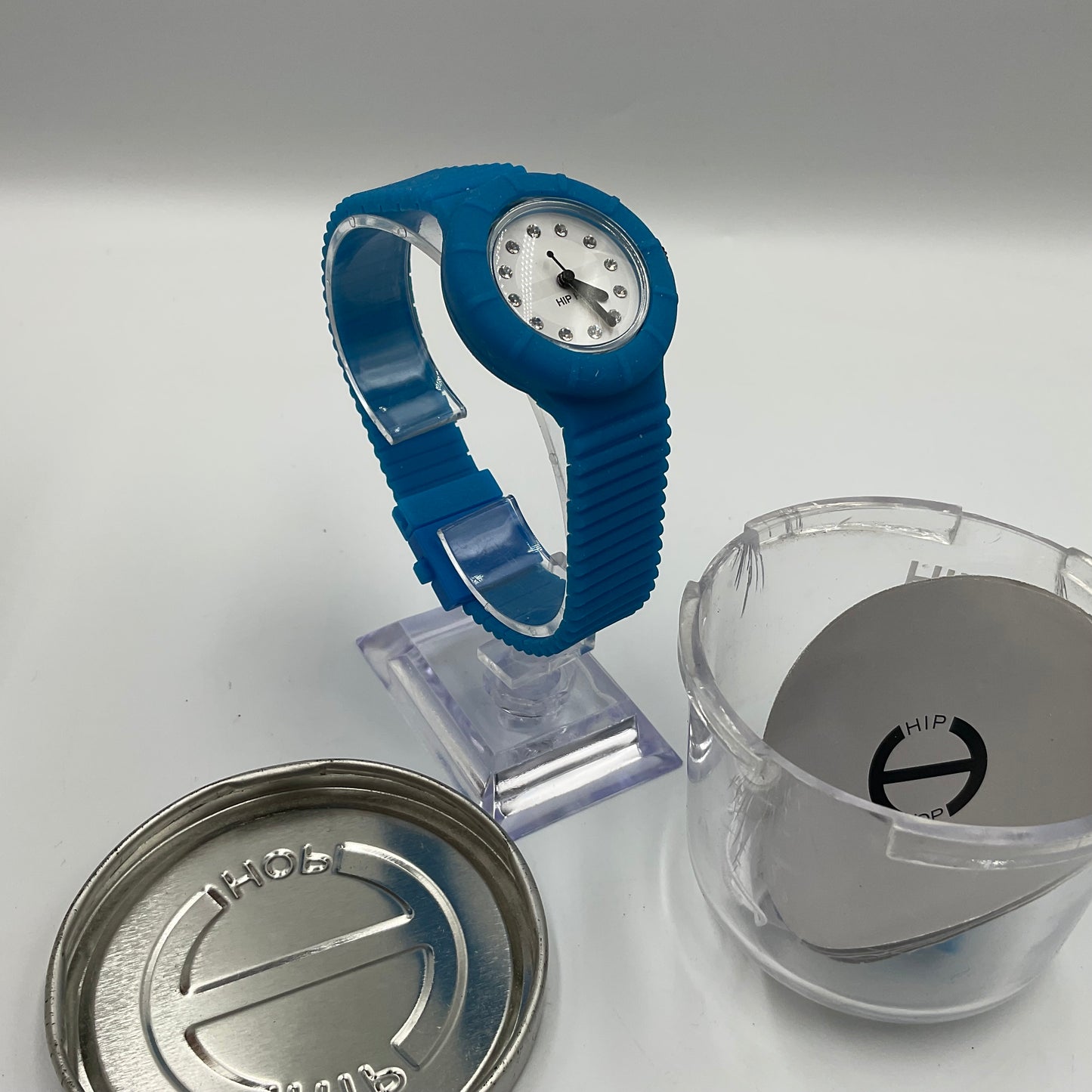 Hip Hop White Face Blue Band Watch