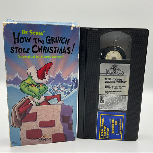 Vintage Blockbuster Video Dr. Seuss How The Grinch Stole Christmas VHS Tape Movie