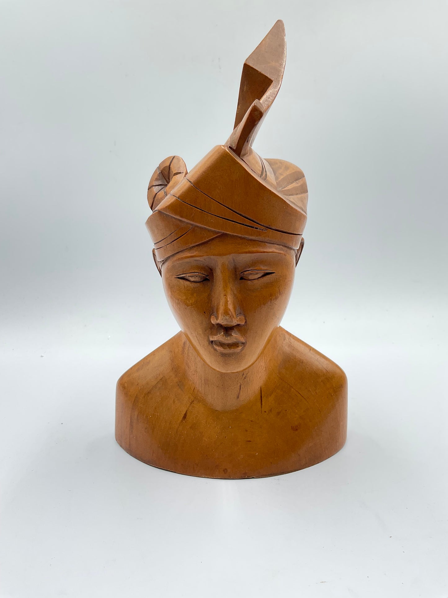 Vintage Balinese Hand-carved Wood Bust Sculpture