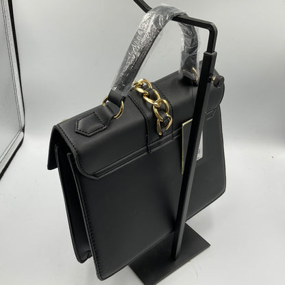 Badgley Mischka Monogram Black Studded Satchel Handbag Goldtone Hardware New with Tags NWT