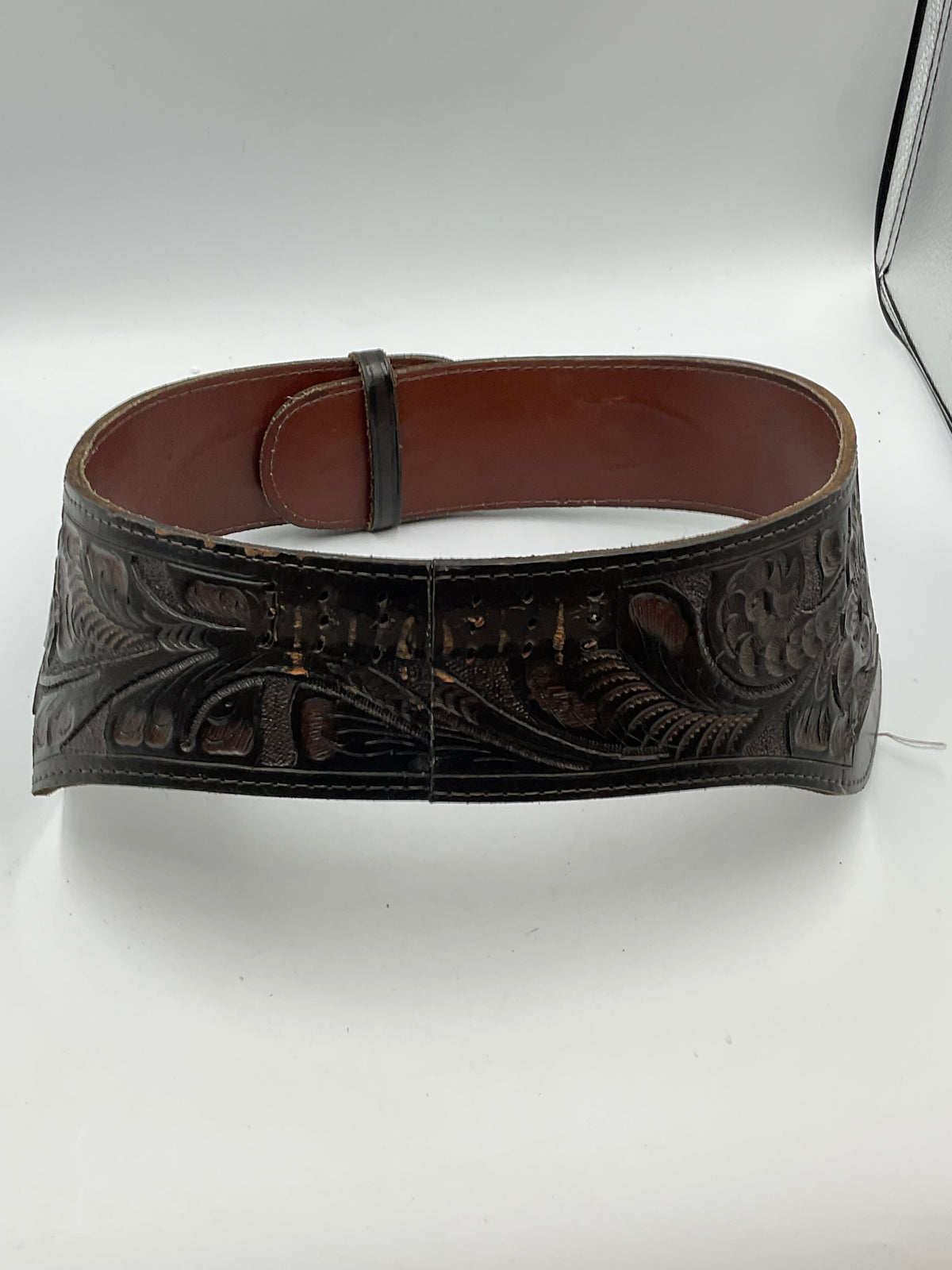 Hand-Tooled Leather Buscadero Rig Cowboy Fast-Draw Western Belt