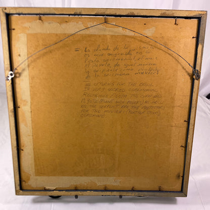 Huichol Yarn Painting The Ceremonial Offering Bowl Framed 17in x 17in