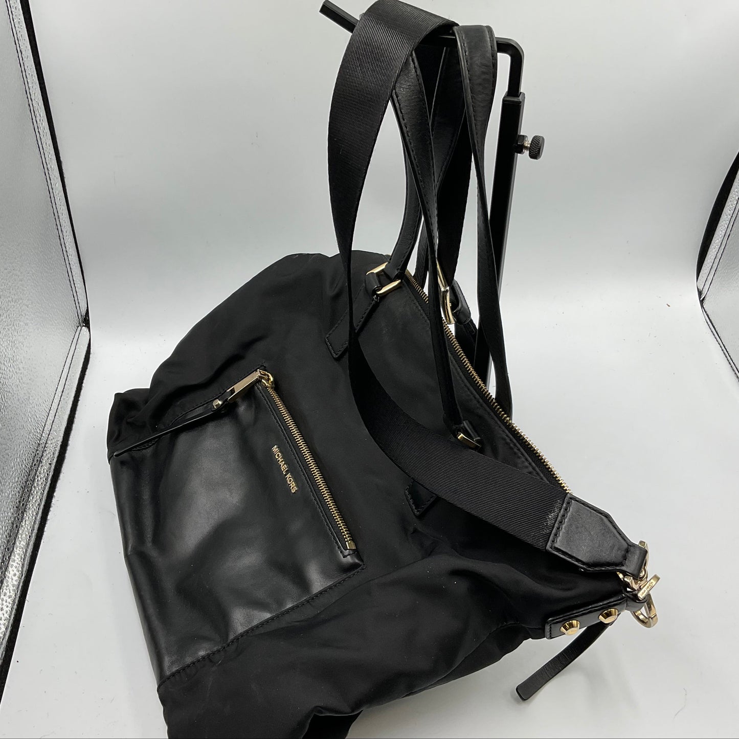 Michael Kors Black Tote Shoulder Bag Gold Hardware