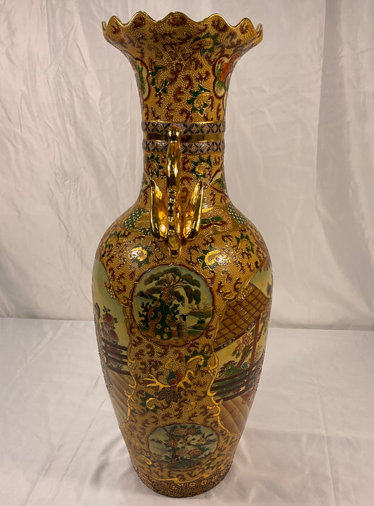 Royal Sasuma Vintage Hand-Painted Porcelain Vase Ornate Japanese Design