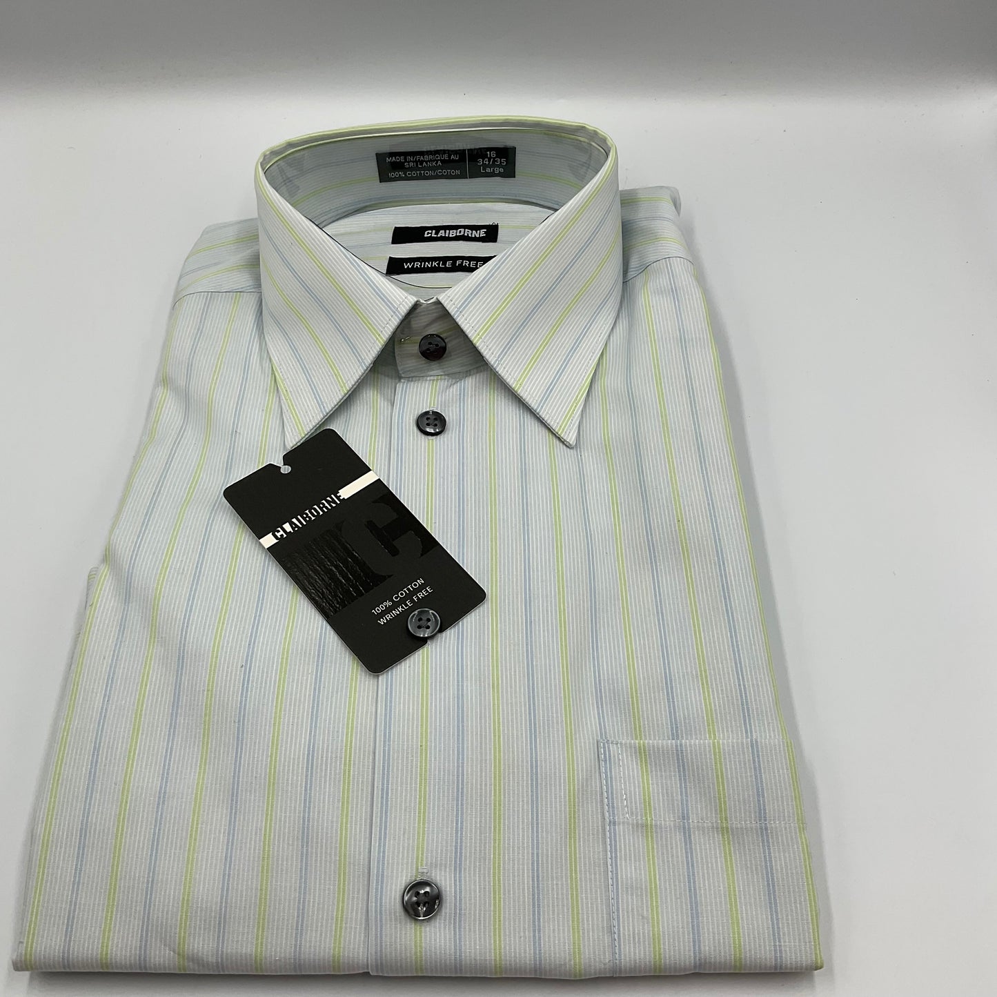 Claiborne Men's Dress Shirt Long Sleeve Large New with Tags