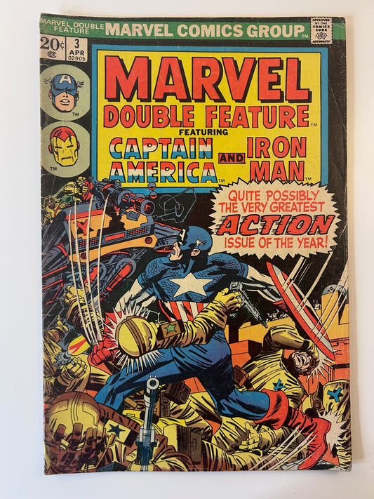 Marvel Double Feature #3 Captain America and Iron Man Vintage April 1974 Comic Book