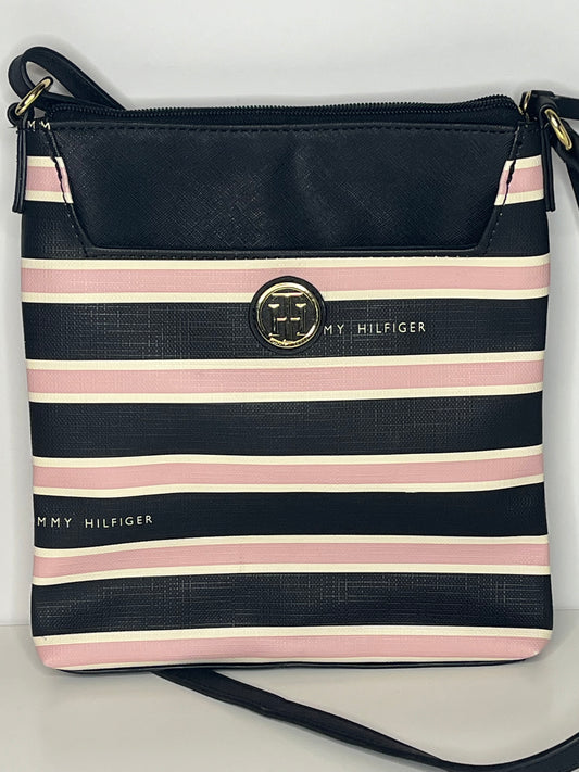 Tommy Hilfiger Classic Pink Striped Crossbody Purse 9" x 8"