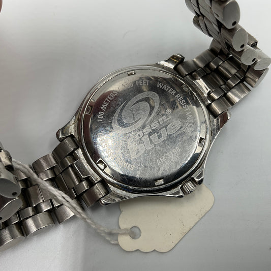 Fossil Blue AM-3198 Black/Silver Women's Watch New Battery