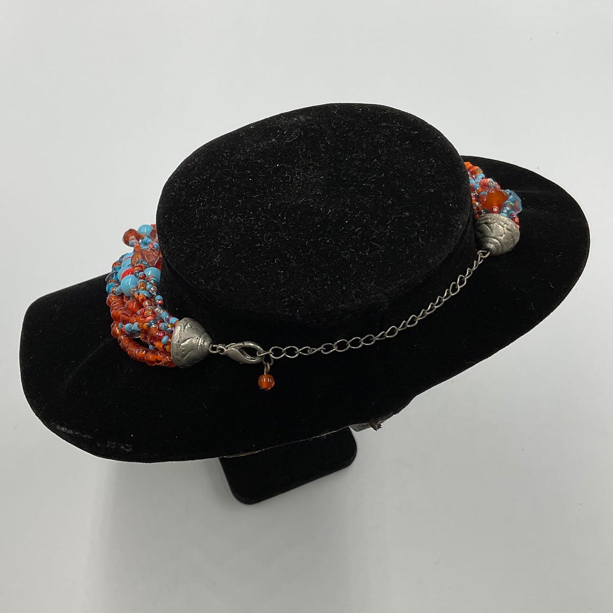 Red Blue Long Beaded Necklace