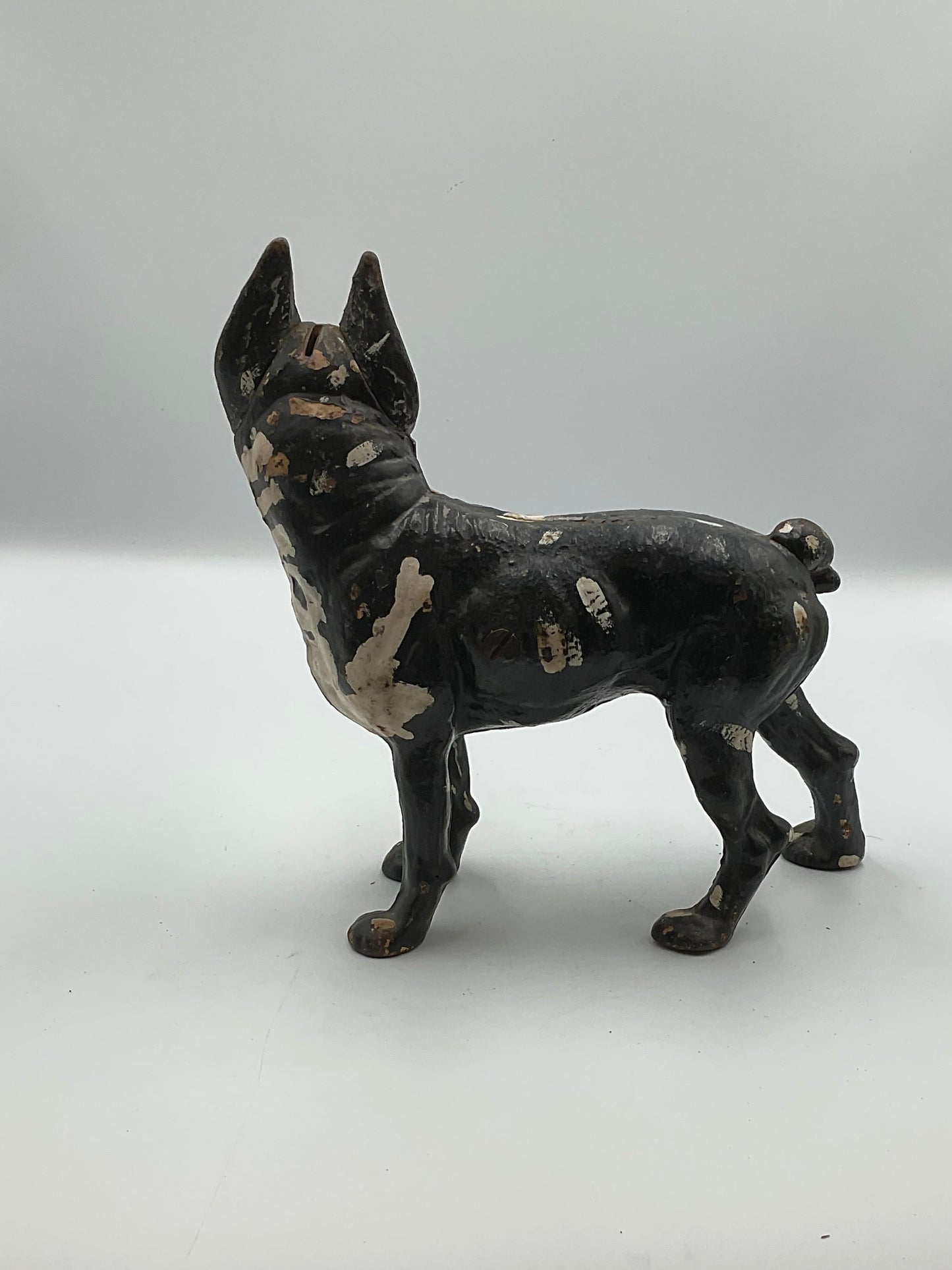 Vintage Hubley Style Cast Iron Boston Terrier Coin Piggy Bank