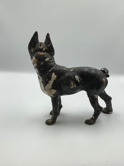 Vintage Hubley Style Cast Iron Boston Terrier Coin Piggy Bank