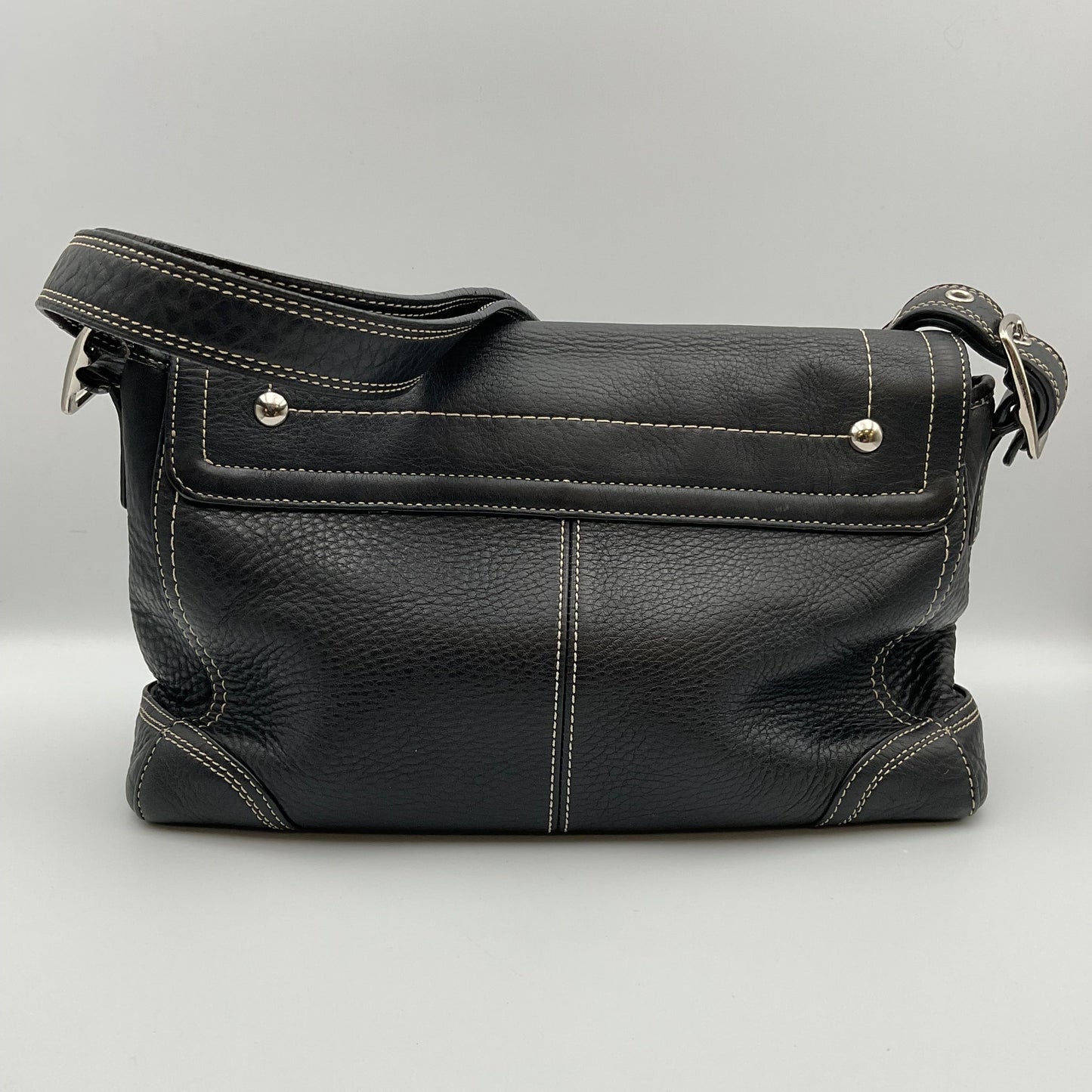 Coach Hamilton Vintage Black Pebbled Leather Flap Crossbody