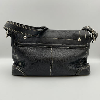 Coach Hamilton Vintage Black Pebbled Leather Flap Crossbody