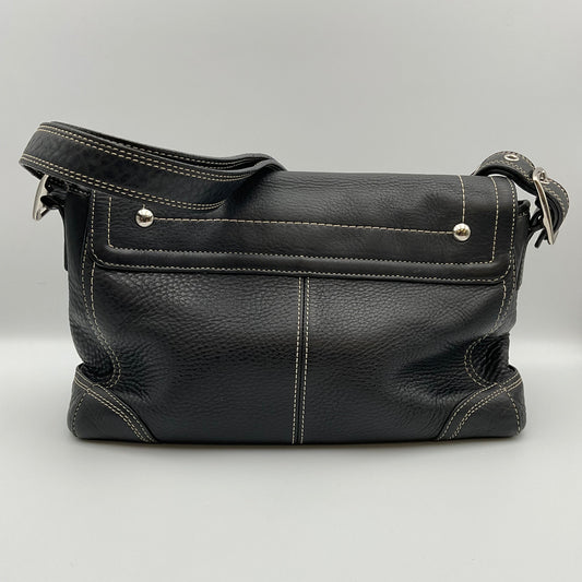 Coach Hamilton Vintage Black Pebbled Leather Flap Crossbody