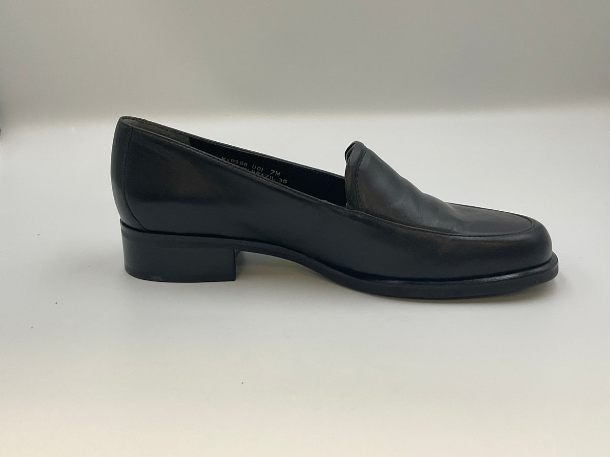 Rockport Black Leather Comfort Loafers Size 7M Block Heel