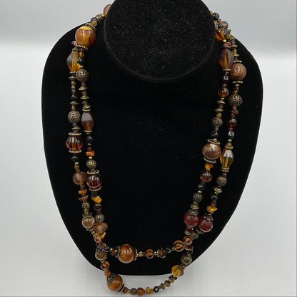 Ball Bead Design Amber Earthtone Necklace Fashion Jewelry