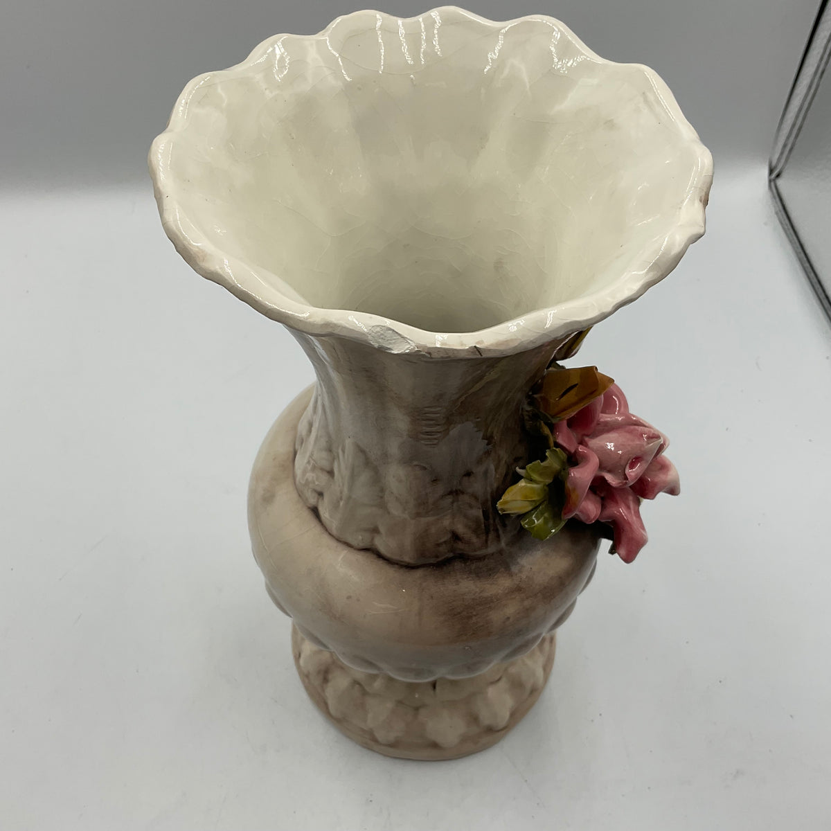Capodimonte Porcelain Floral Designed Flower Vase Vintage