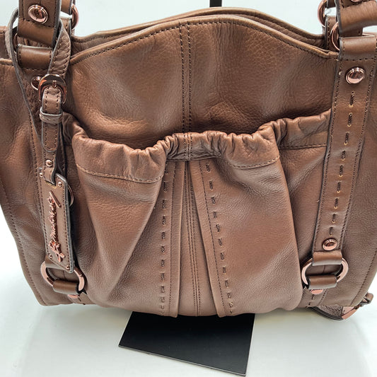 B. Makowsky Brown Leather Large Shoulder Bag