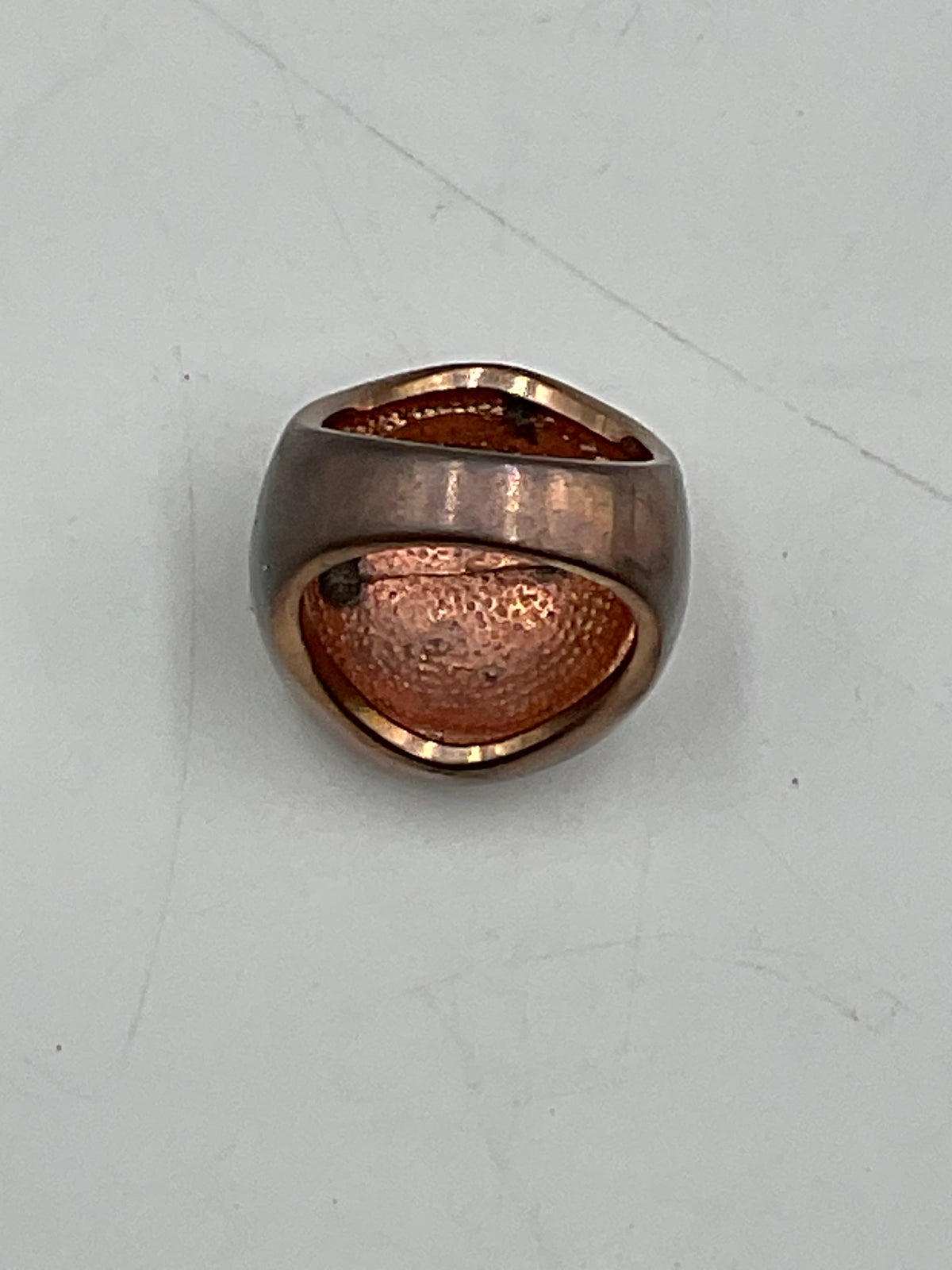 Vintage Copper Tone Clear Rhinostone Statement Ring Size 7