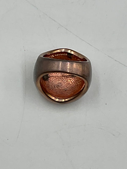 Vintage Copper Tone Clear Rhinostone Statement Ring Size 7