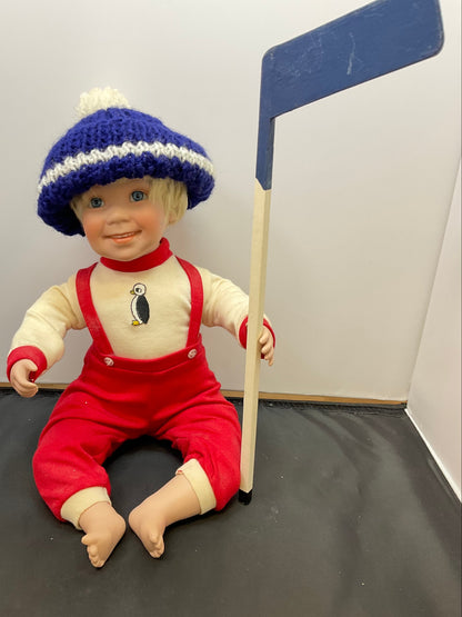 Danbury Mint Mark Porcelain Hockey Player Doll by Elke Hutchins Doll with Original Box