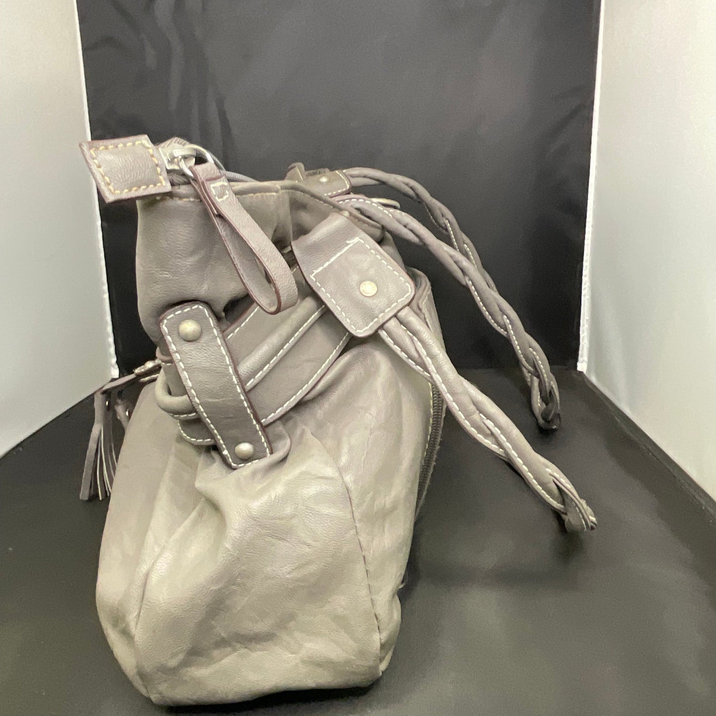Gray Leather Rosetti Shoulderbag