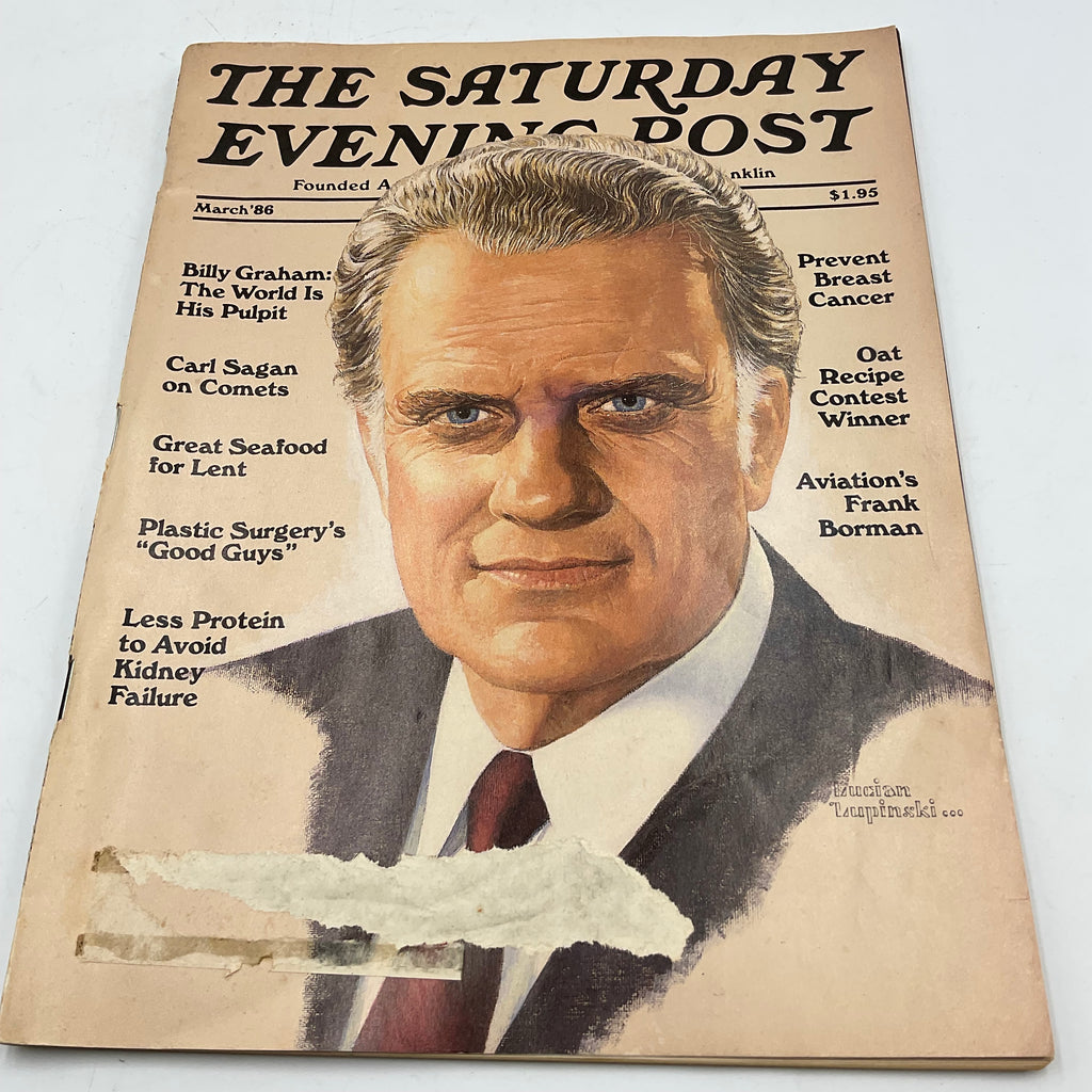 The Saturday Evening Post Vintage March 1986 Billy Graham