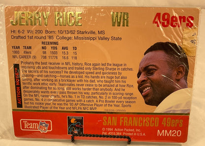 Jerry Rice Limited Edition #2208/25000 1994 Action Packed Mammoth Card #MM20 NFL San Francisco 49ers Factory Sealed