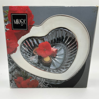 Boxed Mikasa Glass Heart Dish