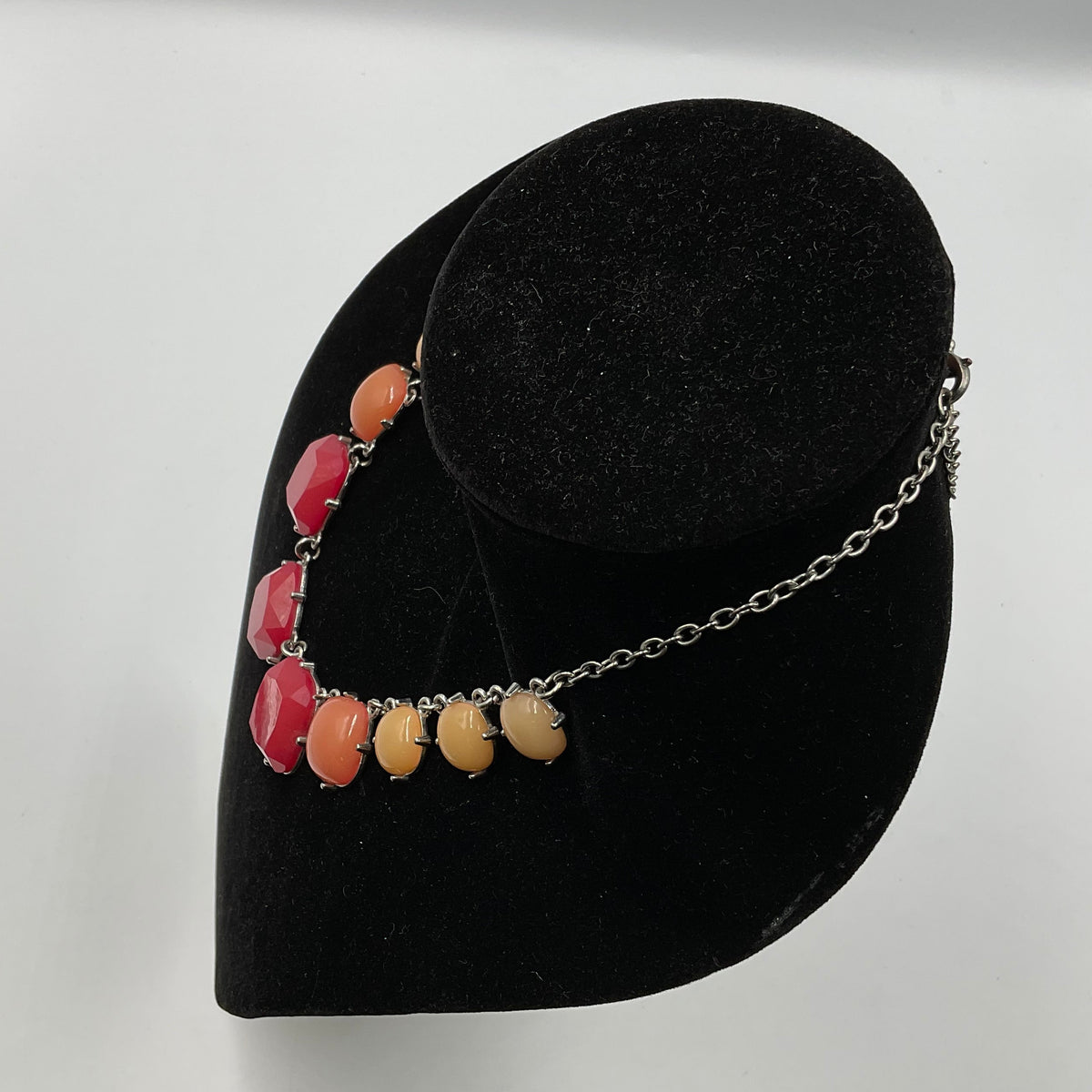 Red Yellow Orange Stone Design Chain Necklace