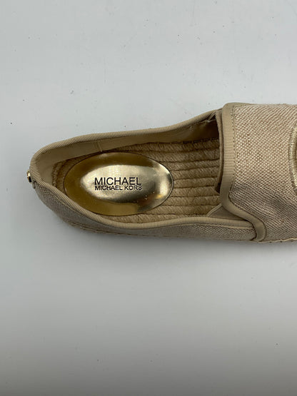 Michael Kors MK Logo Espadrilla Loafers Beige Womans 9.5 Slip On