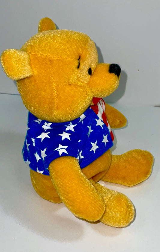 American Flag USA Patriot Winnie the Pooh Vintage Mini Beanie Disney Collectible