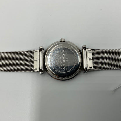 Skagen Steel Denmark Ladies Stainless Steel Mesh Bracelet Crystal Markers Watch