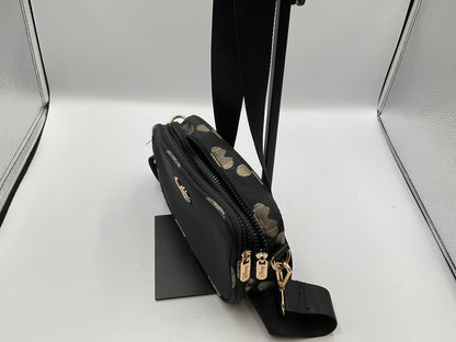 Disney Minnie Mouse Black And Gold Zipper Crossbody Belt Bag