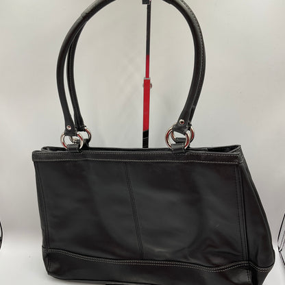 Coach Park Leather Carry All Black Silvertone Accent Hardware
